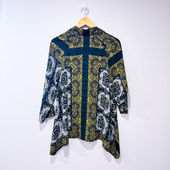 MELANIE LYNE Green Floral Asymmetrical Blouse Boho Patterned Top | Small * - Picture 7 of 7